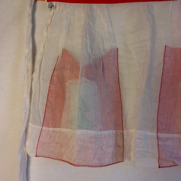 Kay Shannon Original Apron Vintage Christmas Tree White Red Sheer Tie Waist - Picture 7 of 11